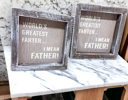 Funny Wooden Father's Day Sign Greatest Farter I Mean Father Rustic Handmade Dad Gift Decor