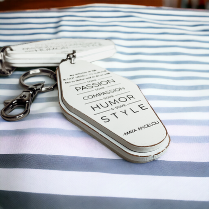 Wooden Inspirational Keychains Double Sided Engraved Motivational Messages Vertical Horizontal
