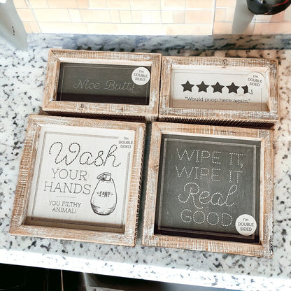 Funny Double Sided Bathroom Sign Guest Restroom Humor Decor Gift For Remodel Homes
