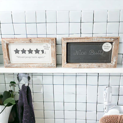 Funny Double Sided Bathroom Sign Guest Restroom Humor Decor Gift For Remodel Homes