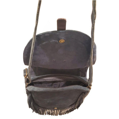 Leather Boho Fringe Suede Tassel Crossbody Bag Adjustable