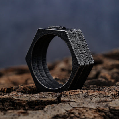 Men's Retro Titanium Steel Brass Knuckle Personality Rings