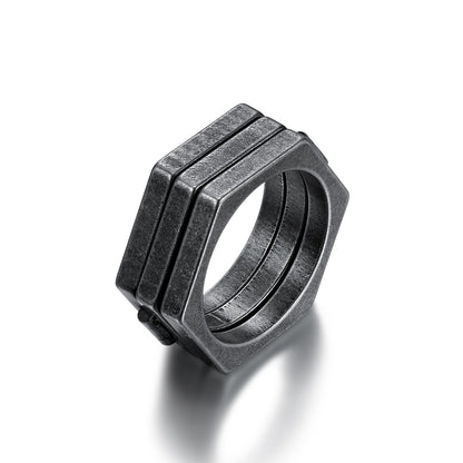 Men's Retro Titanium Steel Brass Knuckle Personality Rings