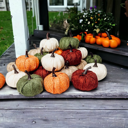Jute Mini Pumpkins Rustic Fall Decor Set Handmade Jute Cotton Table Accents