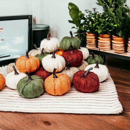 Jute Mini Pumpkins Rustic Fall Decor Set Handmade Jute Cotton Table Accents