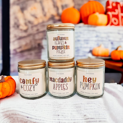 Pumpkin Spice Soy Candle 9oz Jar, Vanilla Whipped Cream Cinnamon