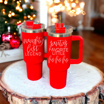 40oz Insulated Tumbler Mug With Handle Lid And Straw Santa Ho Ho Funny Holiday