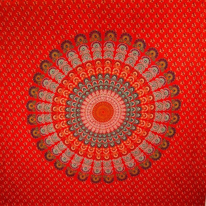 Red Peacock Mandala Tapestry Wall Hanging Throw Boho Decor