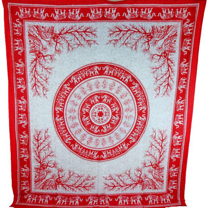 Tigers Elephants Mandala Tapestry Boho Wall Hanging