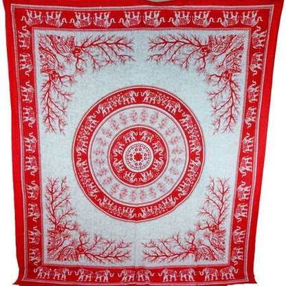 Tigers Elephants Mandala Tapestry Boho Wall Hanging