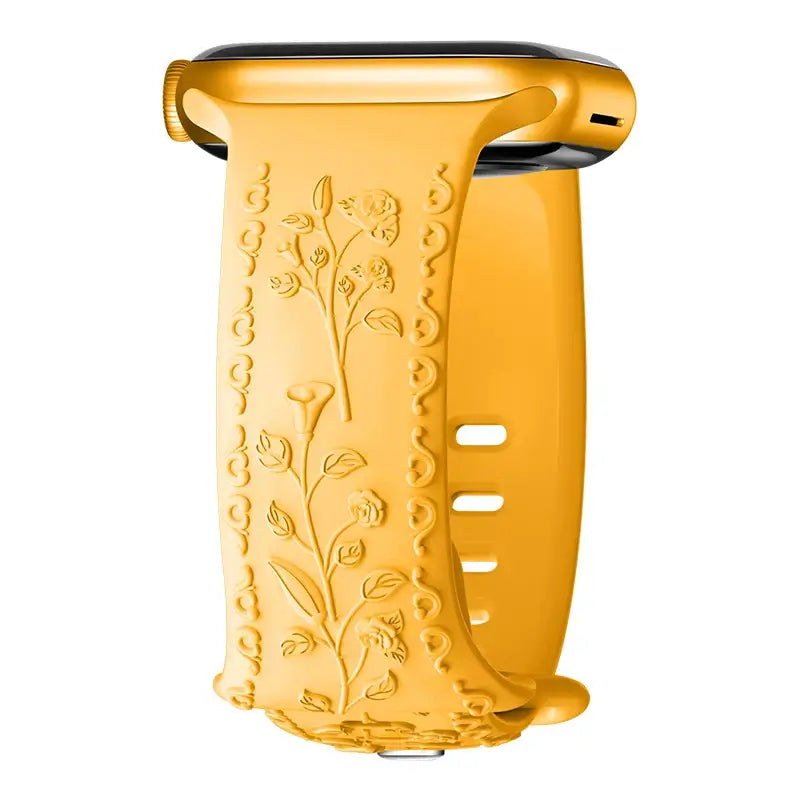 Apple Watch Silicone Band - Floral Engraved - Stylish Design