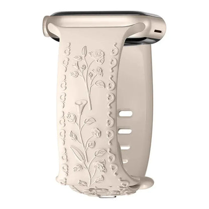 Apple Watch Silicone Band - Floral Engraved - Stylish Design