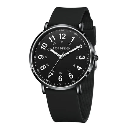 Women's Pink Silicone Watch Large Dial Rose Gold Minimal
