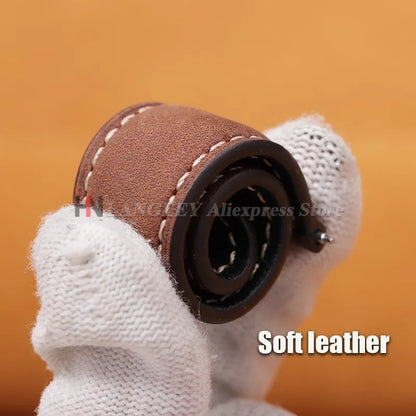 COROS Leather Watch Band Genuine Calfskin Brown Strap Butterfly Clasp