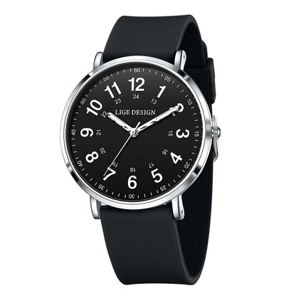 Women's Pink Silicone Watch Large Dial Rose Gold Minimal