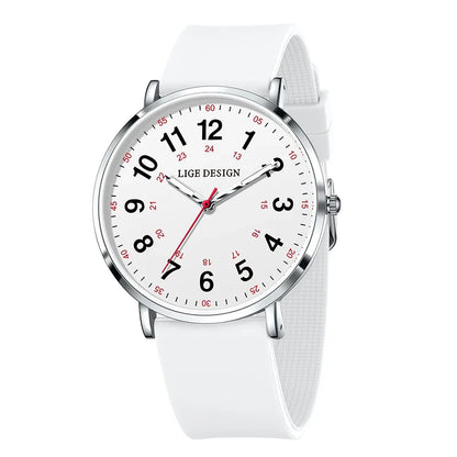 Women's Pink Silicone Watch Large Dial Rose Gold Minimal