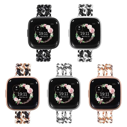 Fitbit Versa & Sense Leather Metal Band - Luxurious Design