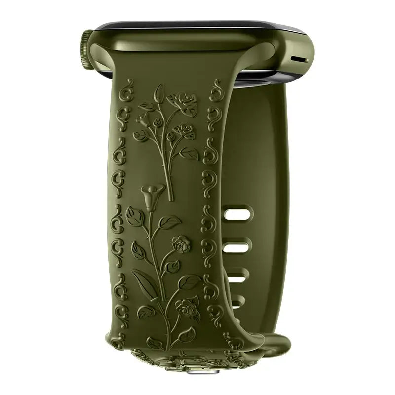 Apple Watch Silicone Band - Floral Engraved - Stylish Design