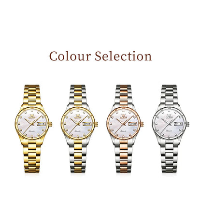 Women's Automatic Two Tone Stainless Steel Watch Pearl