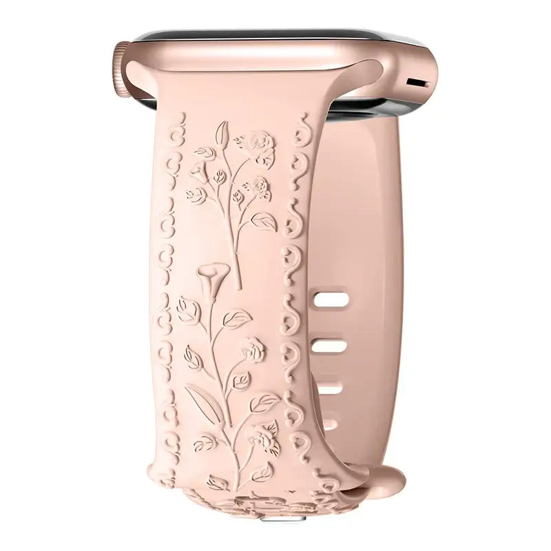 Apple Watch Silicone Band - Floral Engraved - Stylish Design