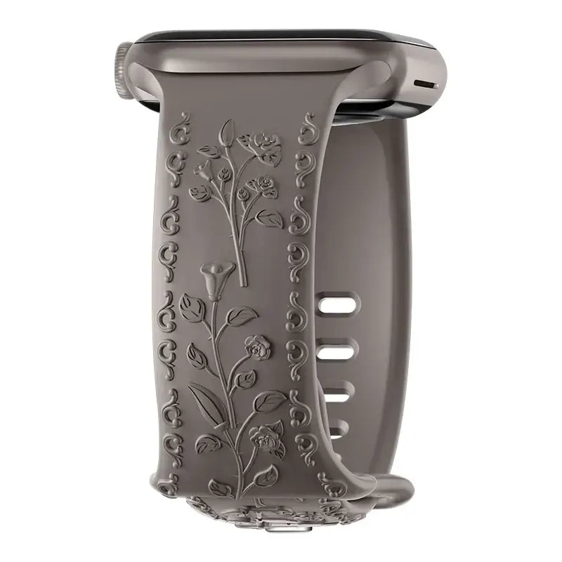 Apple Watch Silicone Band - Floral Engraved - Stylish Design