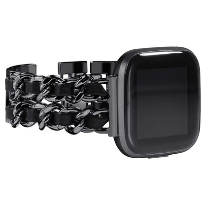 Fitbit Versa & Sense Leather Metal Band - Luxurious Design
