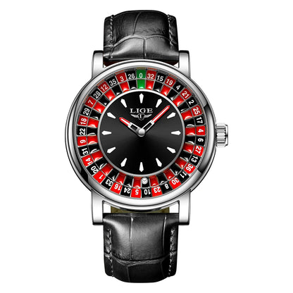 Women's Roulette Dial Brown Leather Watch Waterproof