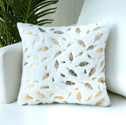 Dixie Plush Velvet 18x18 Decorative Pillow With Gold Hand-Painted Decal