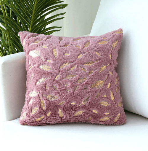 Dixie Plush Velvet 18x18 Decorative Pillow With Gold Hand-Painted Decal