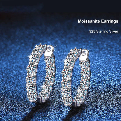 2.6ct D Color Moissanite Hoop Earrings 925 Sterling Silver 18k Gold Plated