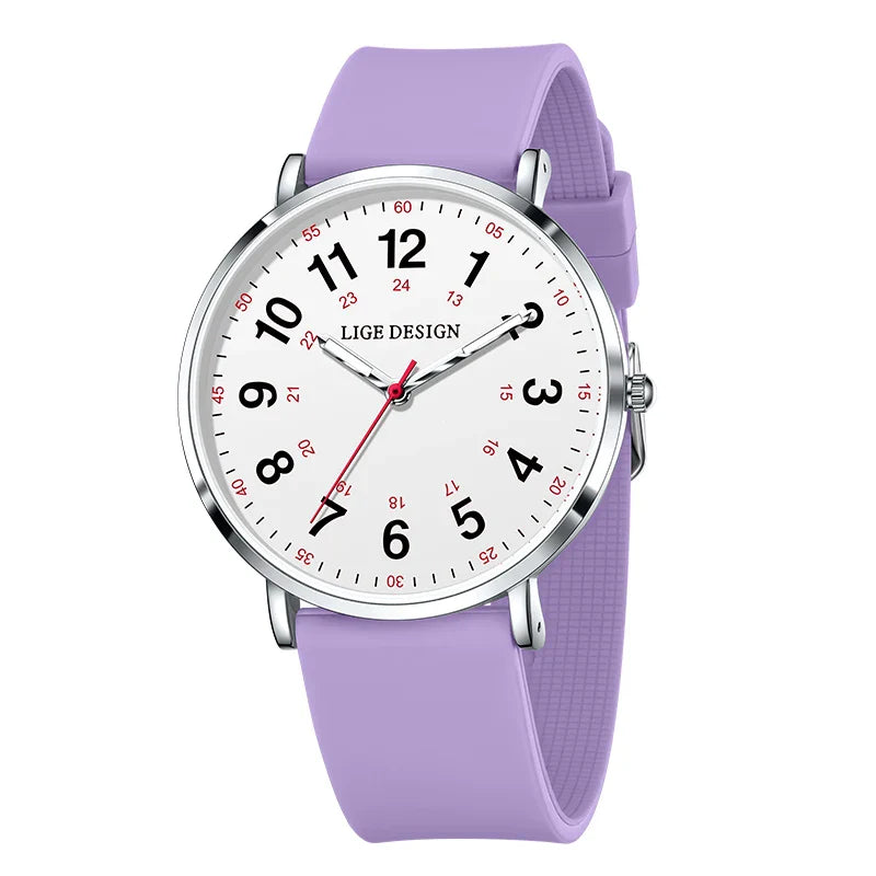 Women's Pink Silicone Watch Large Dial Rose Gold Minimal