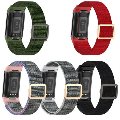 Fitbit Charge 5 6 Elastic Nylon Loop Band - Soft Strap