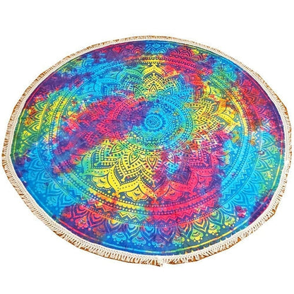 Tie Dye Ombre Round Mandala Crochet Tapestry 70 Inch