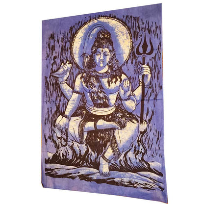 Lord Shiva Cotton Tapestry Wall Hanging 50x35 Meditation