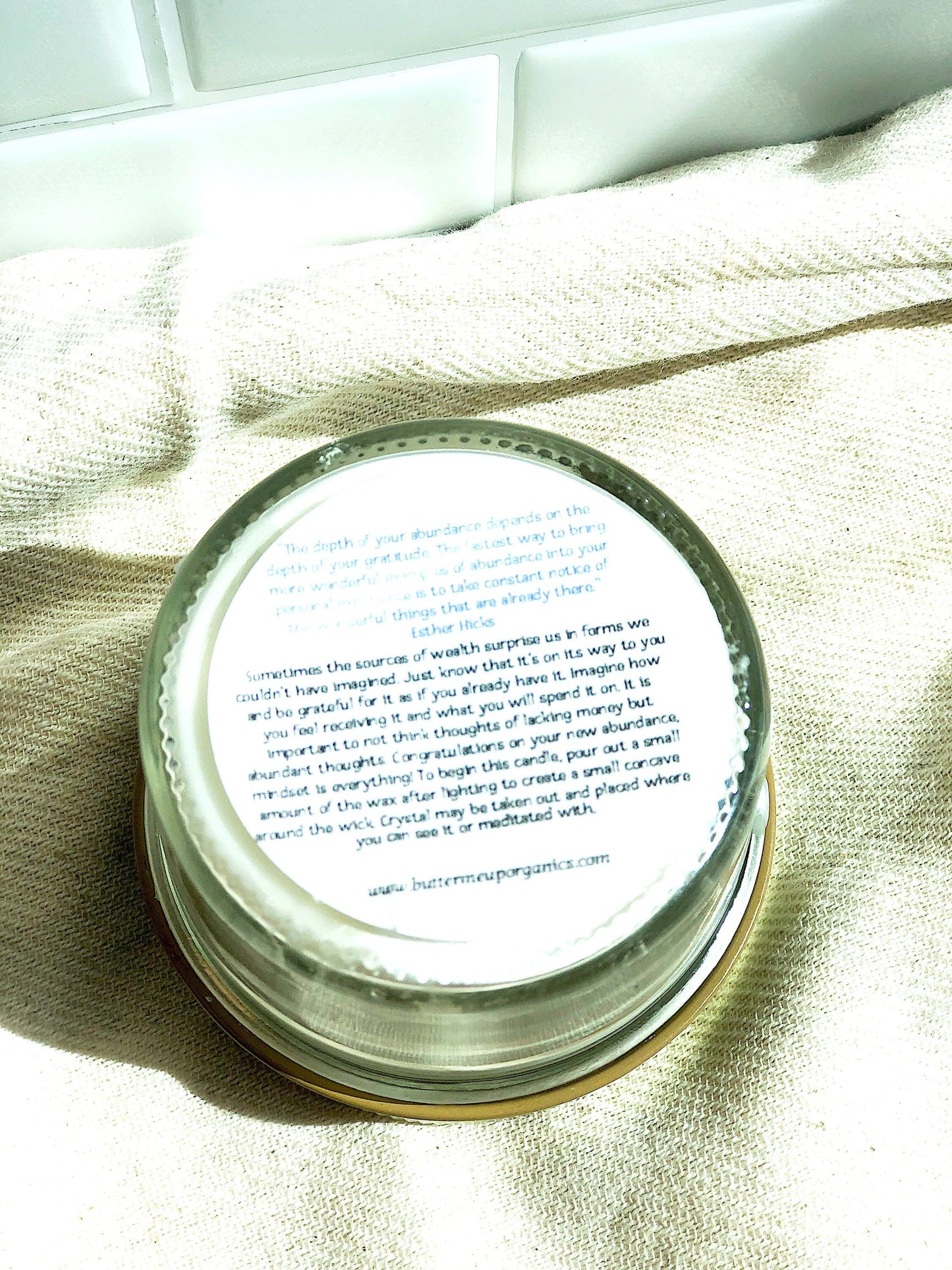 Abundance Ritual Candle Soy Jar Wooden Wick Citrine