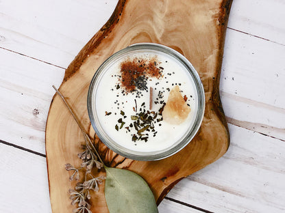 Abundance Ritual Candle Soy Jar Wooden Wick Citrine