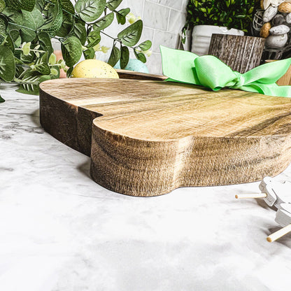 Acacia Wood Bunny Cutting Board With 20 Bunny Toothpicks And Ribbon Gift