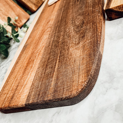 Acacia Wood Serving Board 23x8 Inch With Bamboo Cheese Markers And Handle
