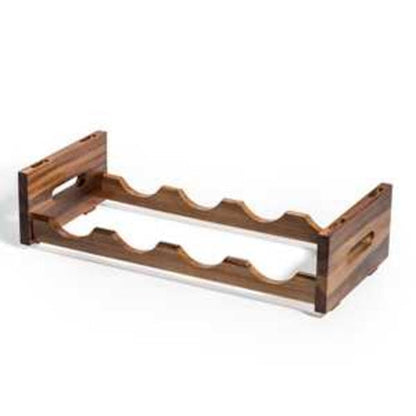 Acacia Wood Stackable 4-Bottle Wine Rack Space-Saving Modular Display