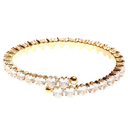 Adjustable Pink Heart CZ Spring Wrap Bracelet For Women