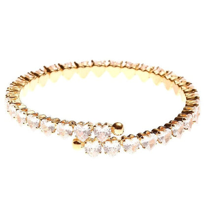 Adjustable Pink Heart CZ Spring Wrap Bracelet For Women