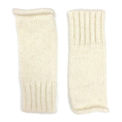 Alpaca Fingerless Knit Gloves Long Ribbed Cuff Winter Gloves Thumb Slit
