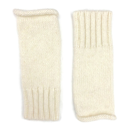 Alpaca Fingerless Knit Gloves Long Ribbed Cuff Winter Gloves Thumb Slit