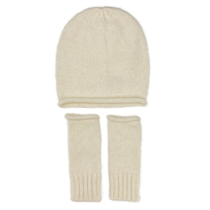 Alpaca Fingerless Knit Gloves Long Ribbed Cuff Winter Gloves Thumb Slit