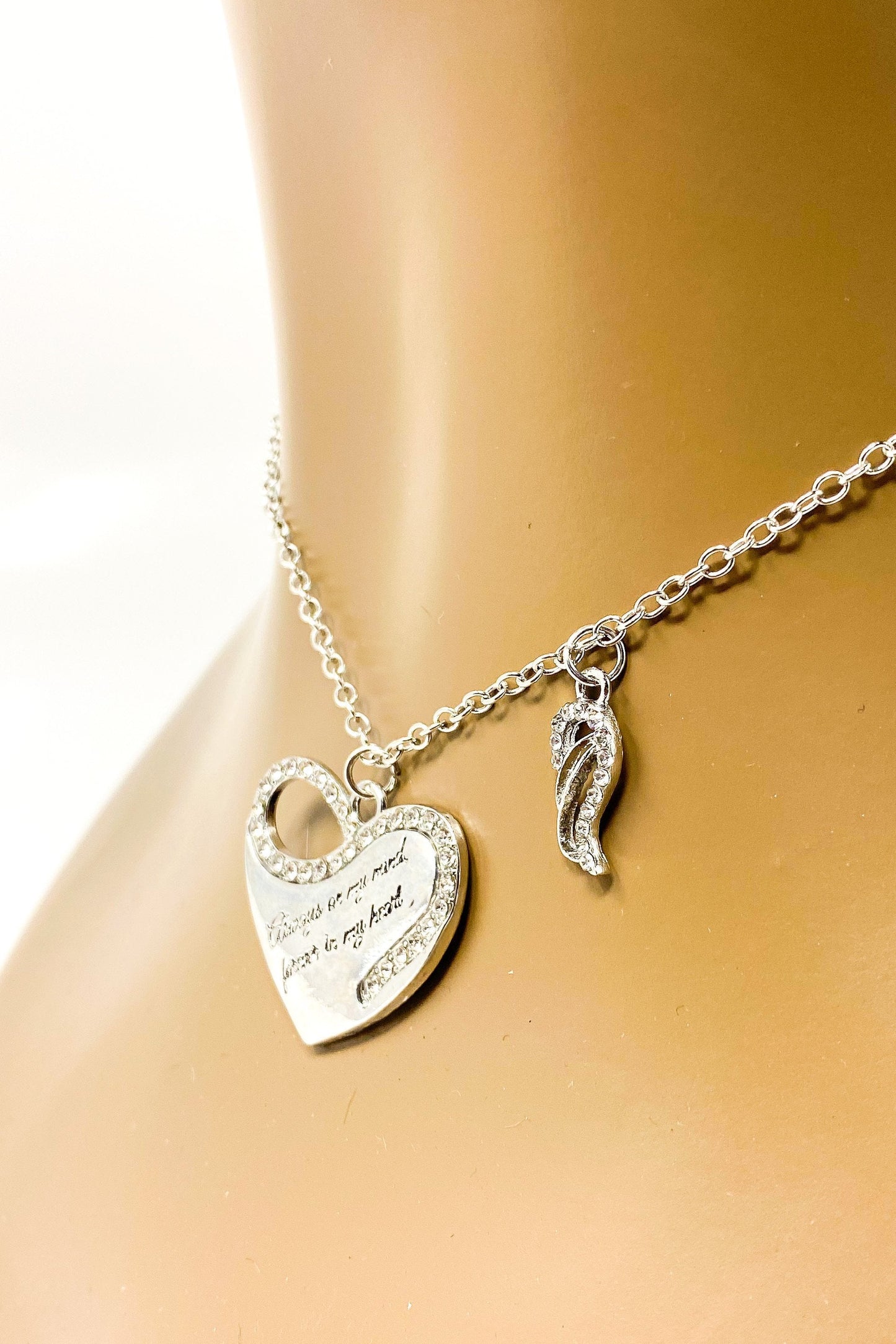 Memorial Heart Necklace Always On My Mind Pendant Silver