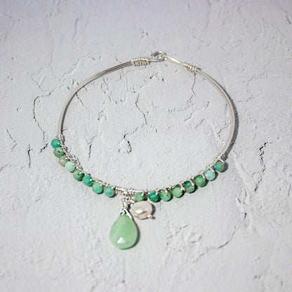 Amazonite Sterling Silver Beaded Bracelet With Pearl