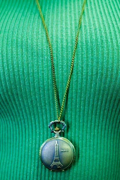 Antique Eiffel Tower Locket Necklace Vintage Paris Charm