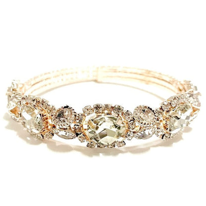 Antique Floral Rhinestone Spring Bracelet Gold Vines