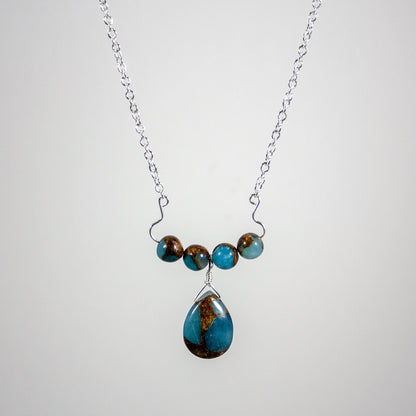 Aqua Quartz Teardrop Pendant Necklace On Silver Chain