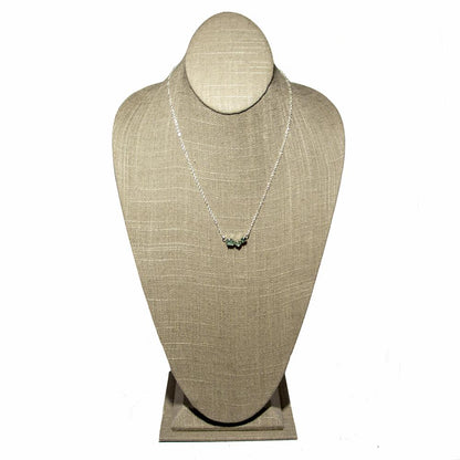 Aquamarine Sterling Silver Necklace 3 Stone Pendant